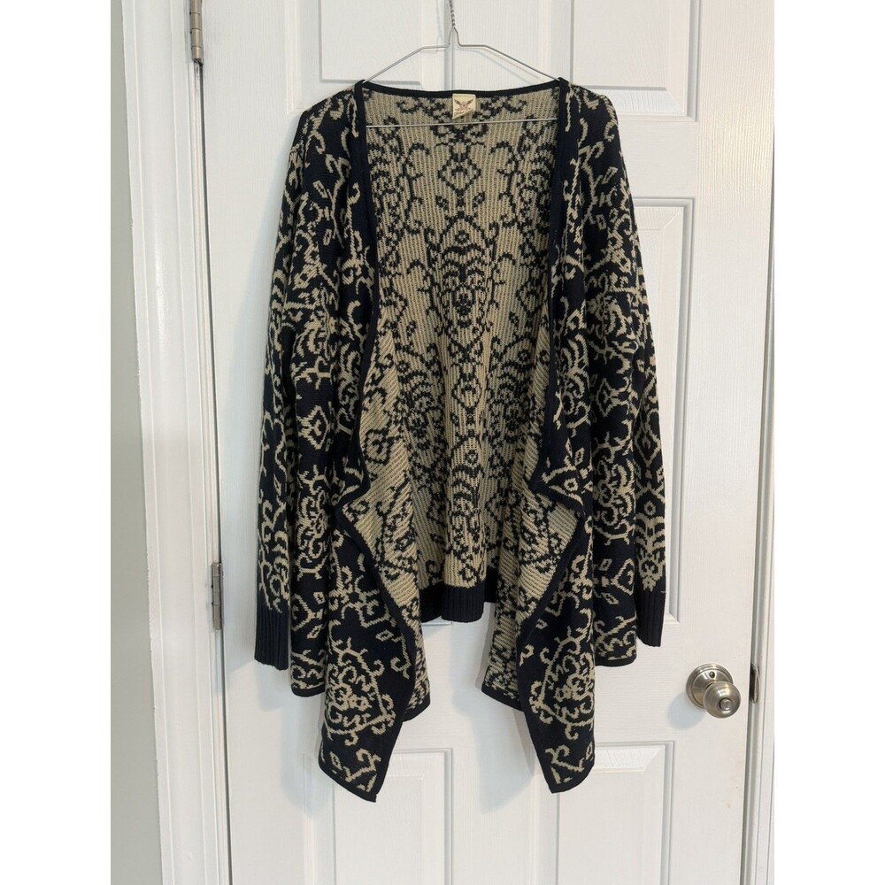 Cascade Open Front Cardigan Faded Glory - 2X ( 18W / 20W )  - Blue/ Beige